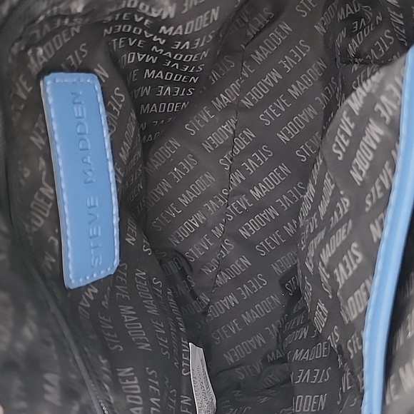 NWOT Steve Madden Designer Quilted Ocean Blue Silver Chain Crossbody Bag Purse - Picture 11 of 12